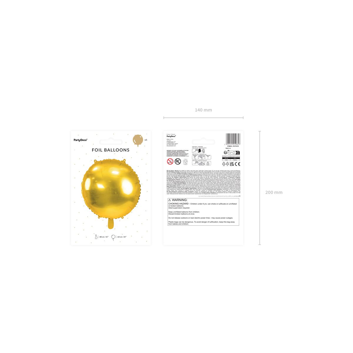 Balon foliowy okrągły Pastylka złota 31cal Partydeco (FB178-019)