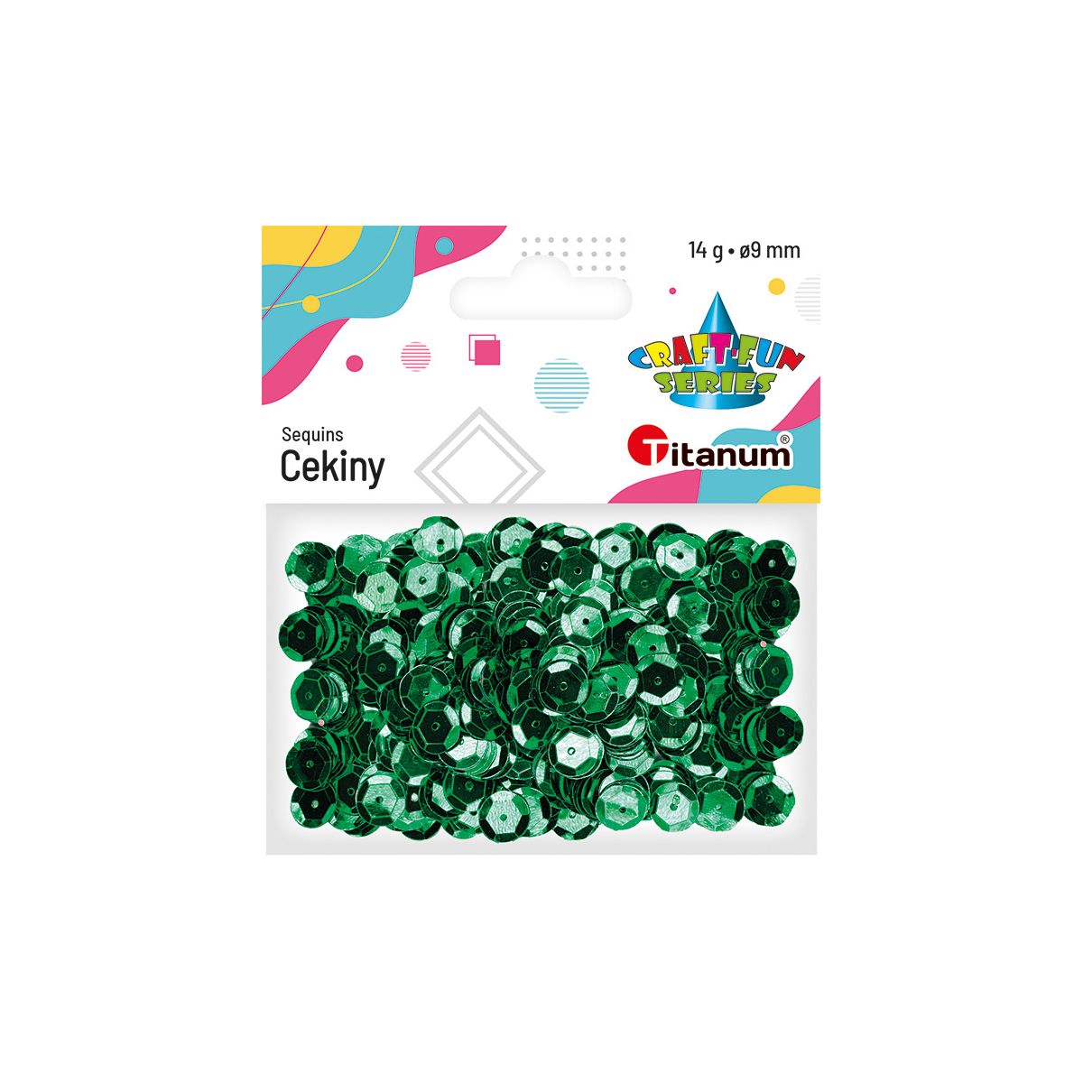 Cekiny Titanum Craft-Fun Series okrągłe 9mm zielone 14g (268301)