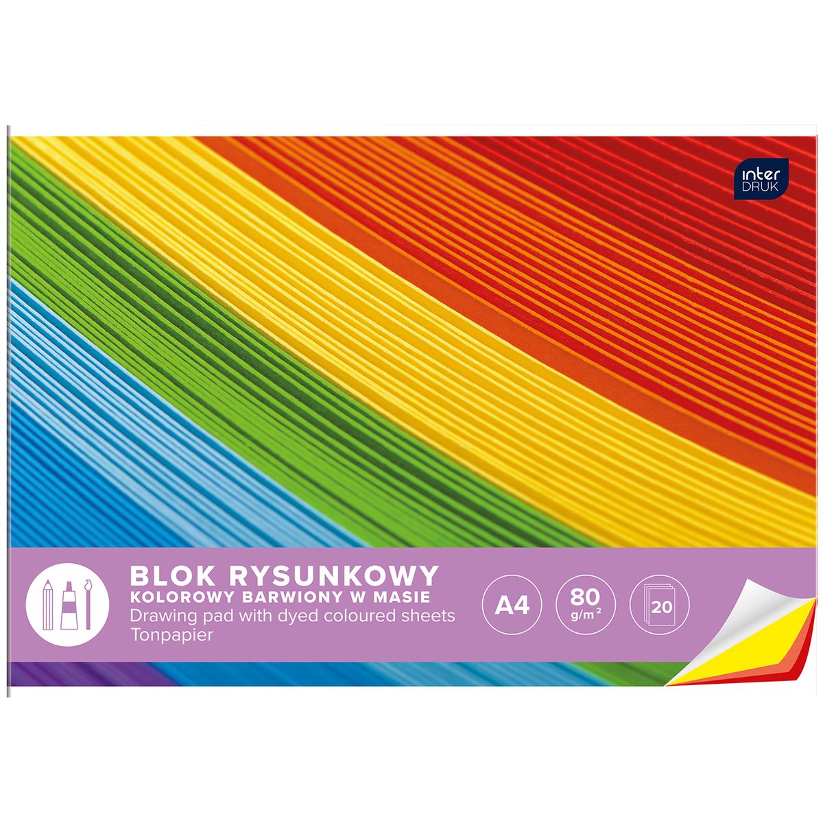 Blok rysunkowy Interdruk bloki A4 kolorowy 80g 20k [mm:] 210x297 (BLRK)