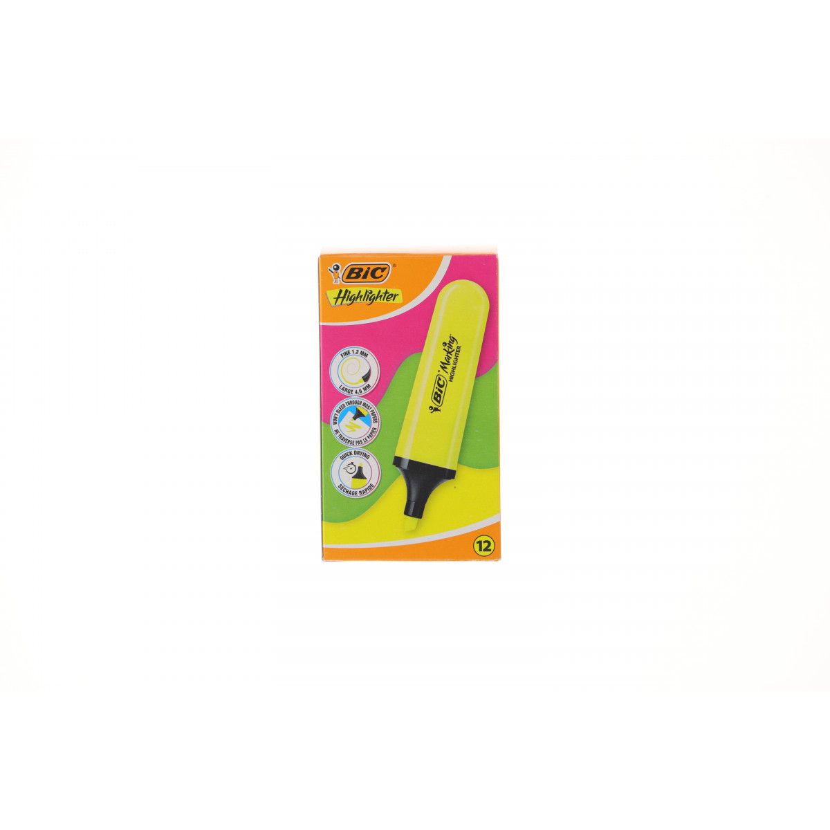 Zakreślacz Bic FLAT HIGHLIGHTER 12 szt 3086123742864 żółty (517962  neon żółty)