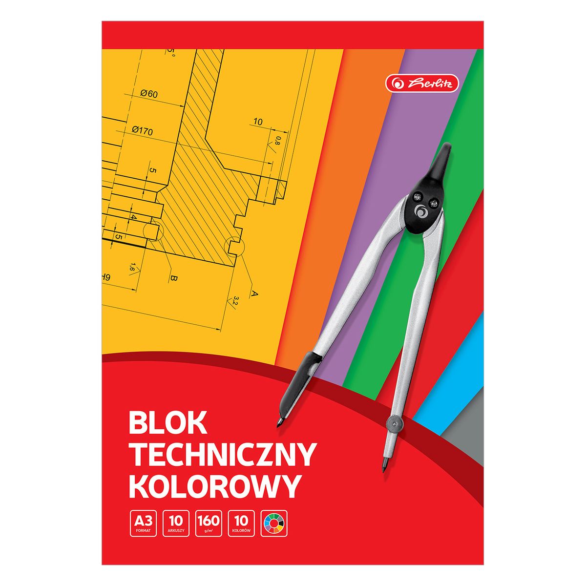Blok techniczny 9583642 A3 kolorowy 10k Herlitz (400198597)
