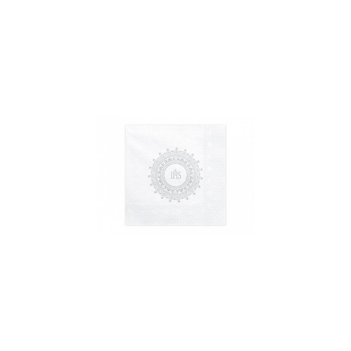 Serwetki Komunijne IHS srebrny papier [mm:] 330x330 Partydeco (SP33-63-018)