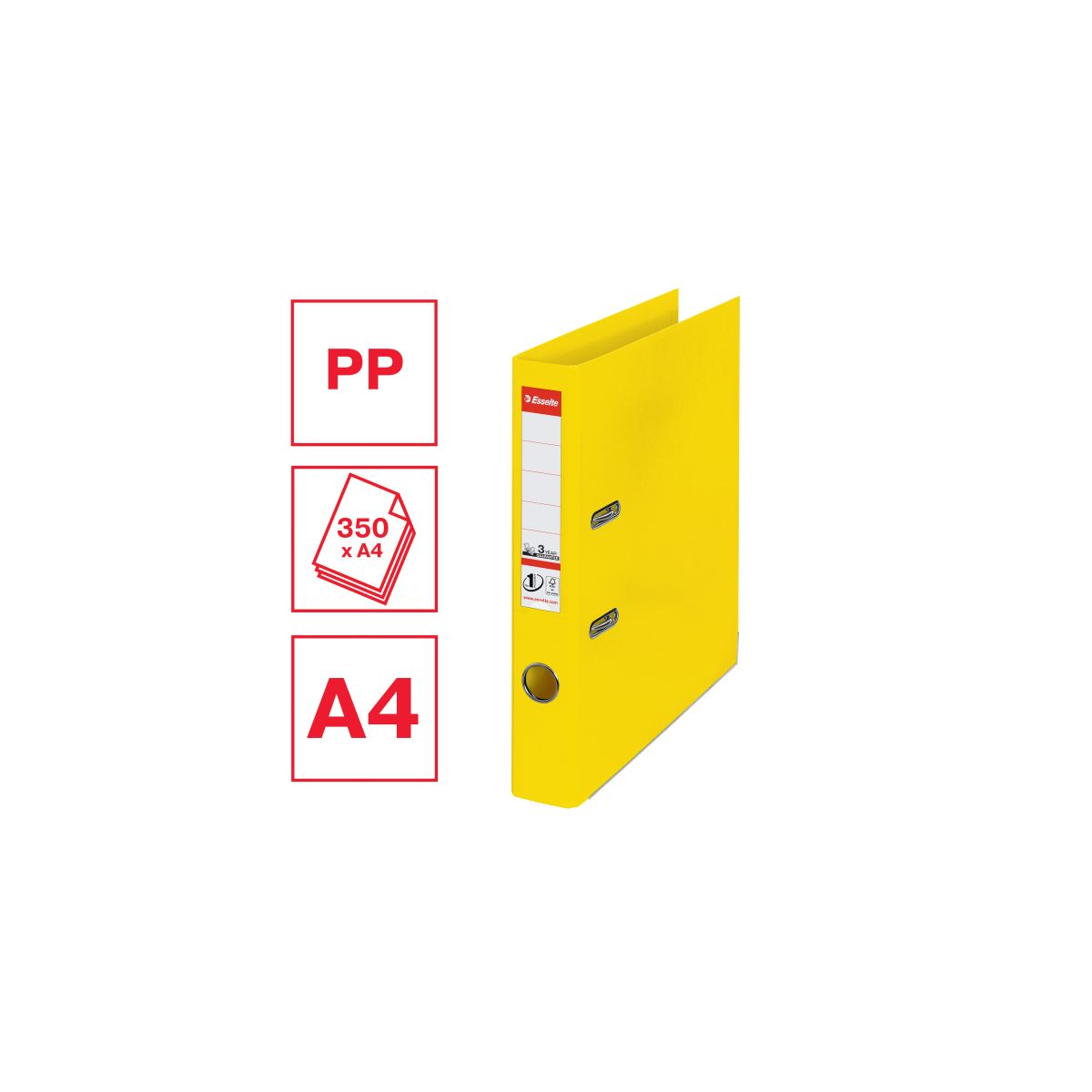 Segregator dźwigniowy Esselte No.1 Power Vivida A4 50mm żółty (624074)