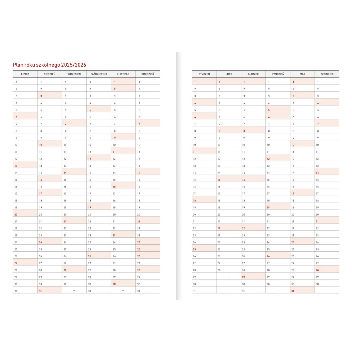 Kalendarz nauczyciela książkowy (terminarz) (403020) k:536-96 PCV EKO bezbarwny B6 Wydawnictwo Wokół Nas (A5TN089B)