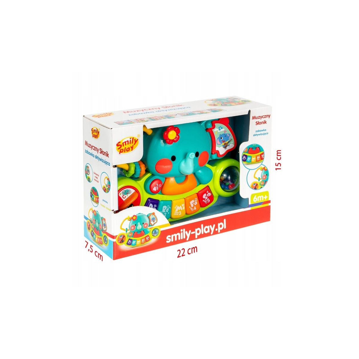 Zabawka dźwiękowa muzyczny słonik Smily Play (SP84769)