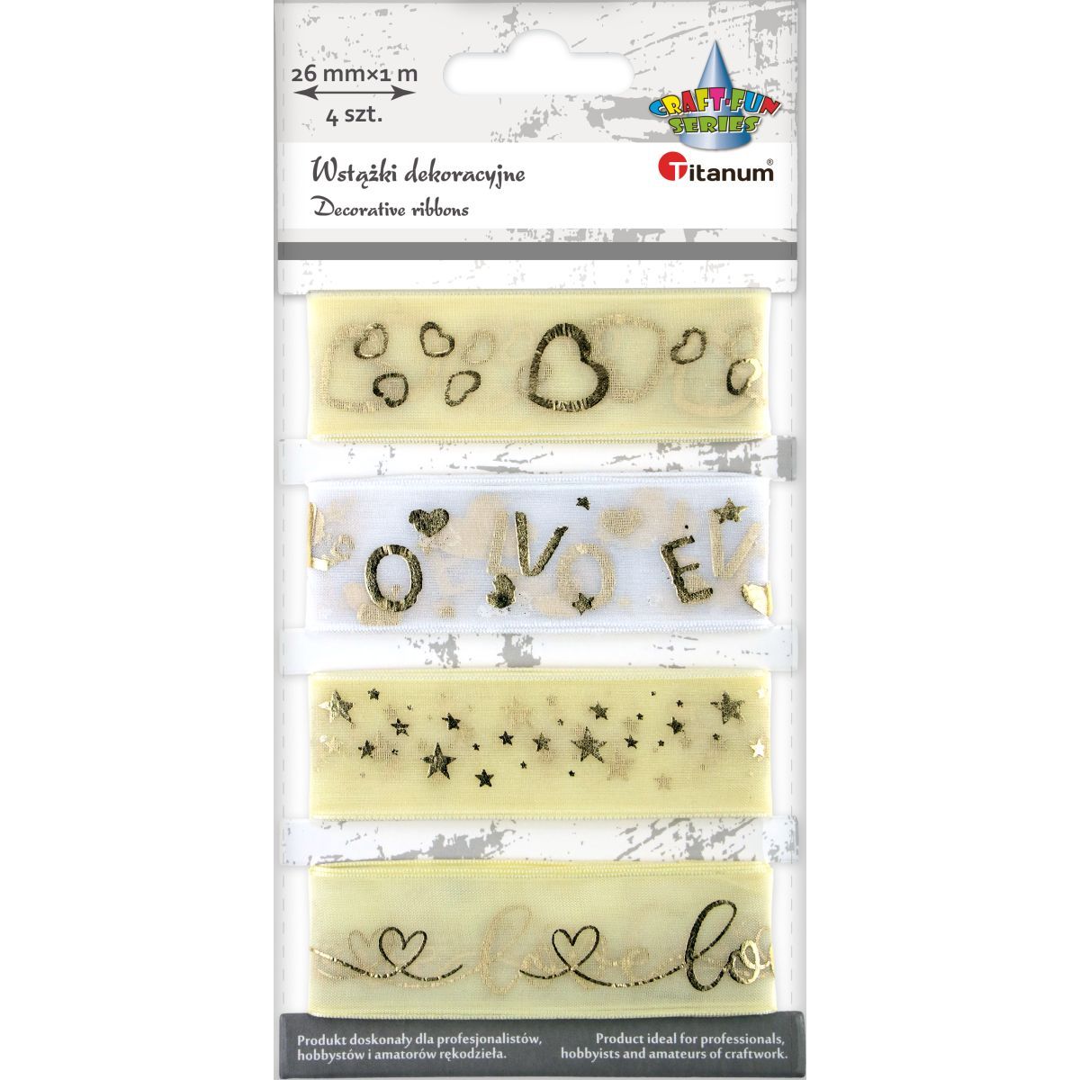 Wstążka Titanum Craft-Fun Series organza nadruk 26x1 [mm x m] mix (BR231745)