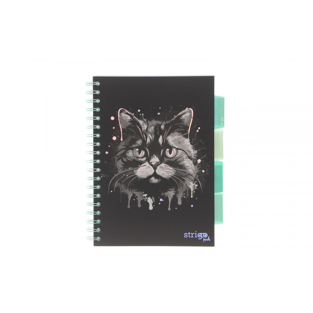 Kołozeszyt (kołonotatnik) ANIMALS KOT CZARNY B5 100k. 80g krata Strigo (PADS023)