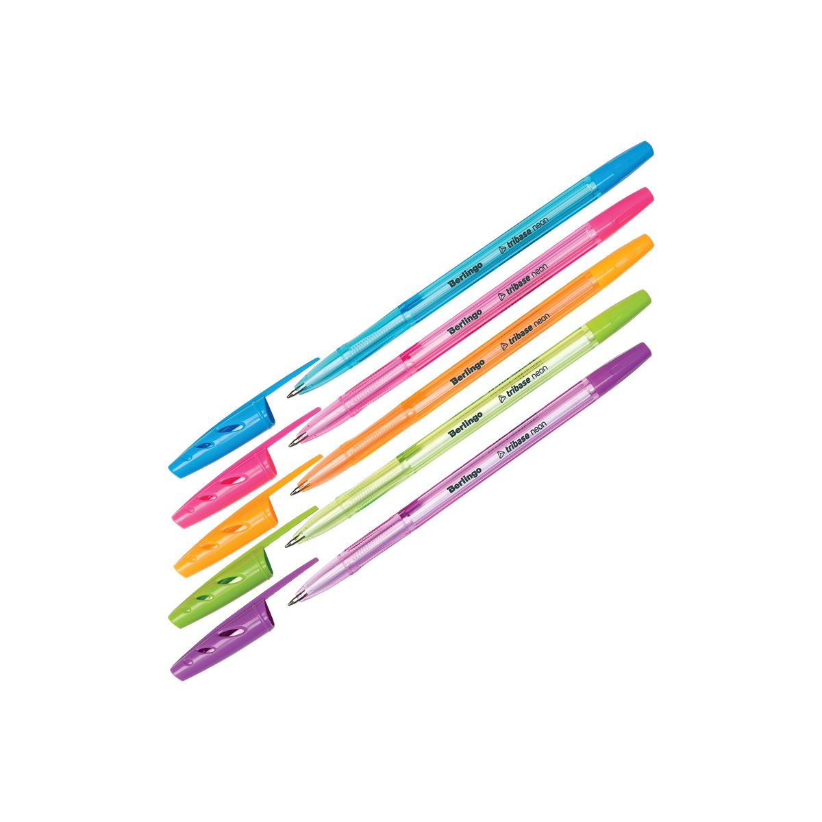 Długopis Tribase Neon kulkowy niebieski 0,7mm Berlingo (265896)