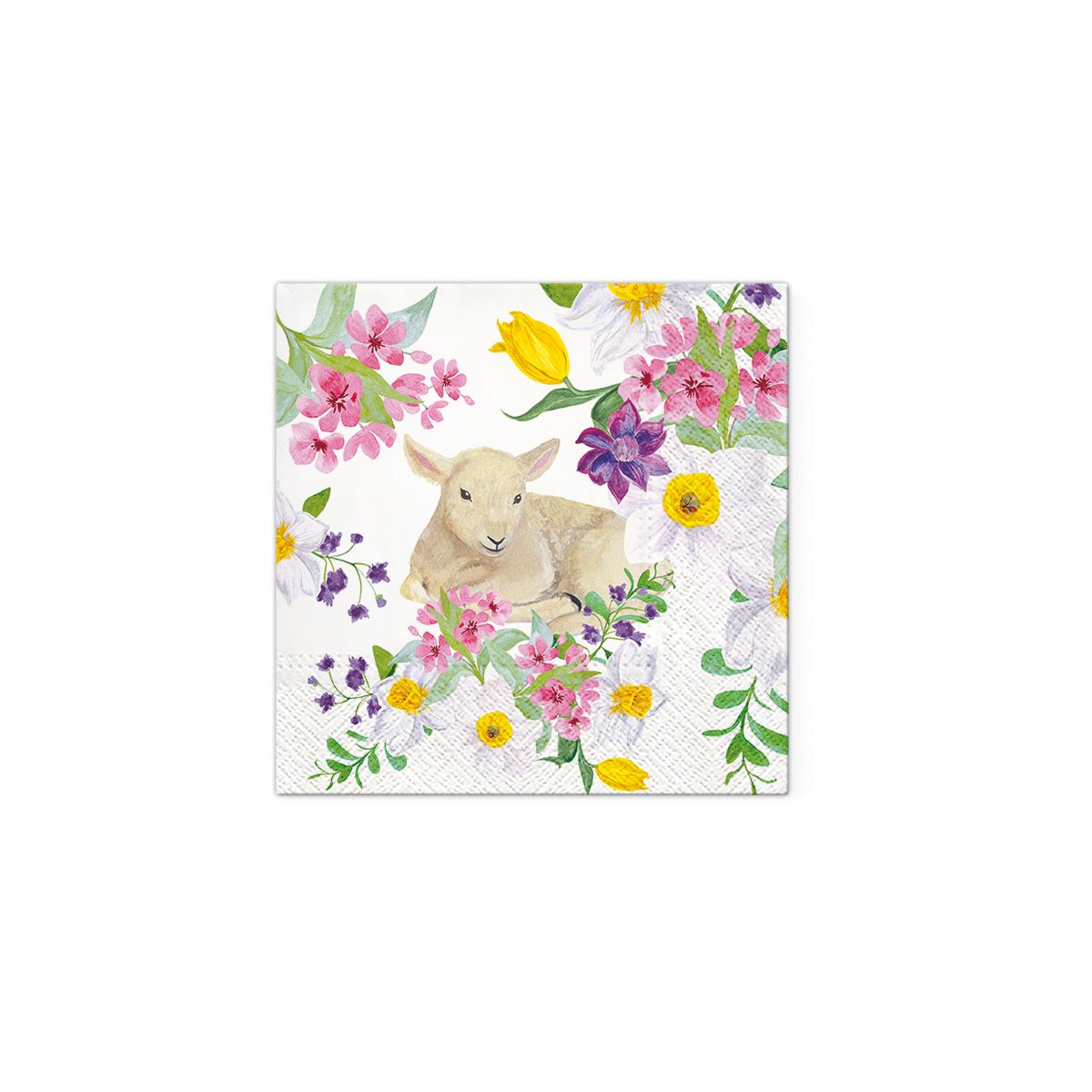 Serwetki Paw Tete Wielkanoc Lamb in Flowers mix nadruk bibuła [mm:] 330x330 (TL121400)