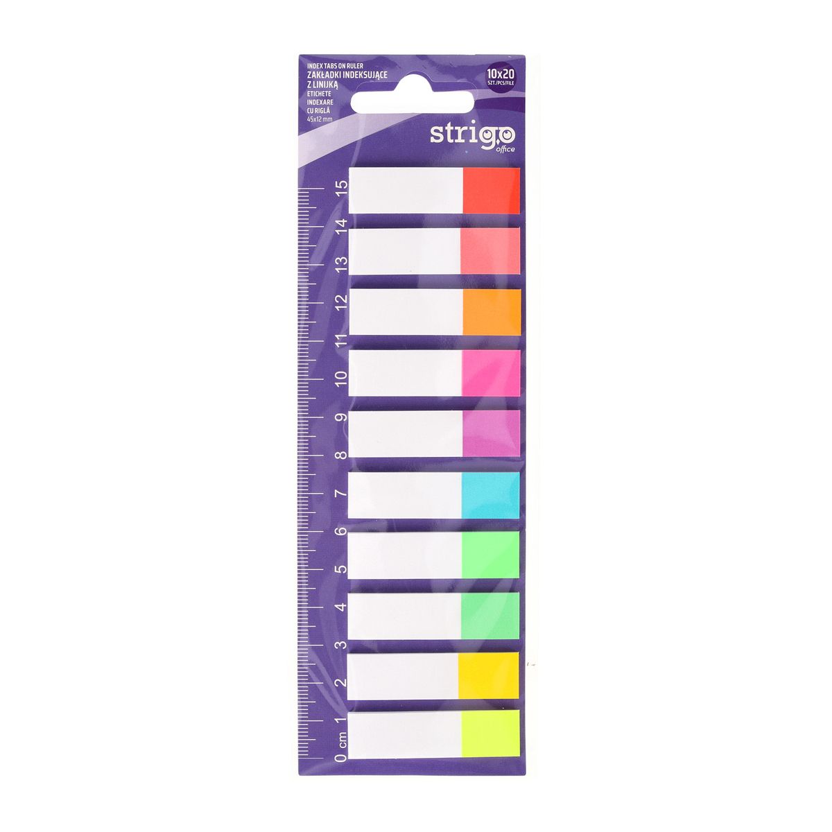 Zakładki indeksujące + linijka 12x45mmx 10 kol 5905658810559 200k [mm:] 12x45 Strigo (SSN037)
