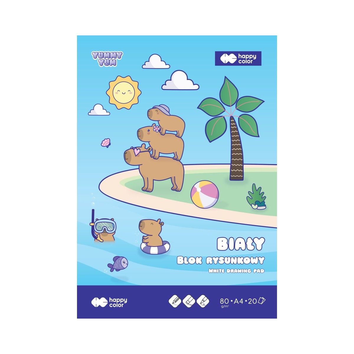Blok rysunkowy Happy Color A4 biały 80g 20k (HA 3708 2030-0YU)
