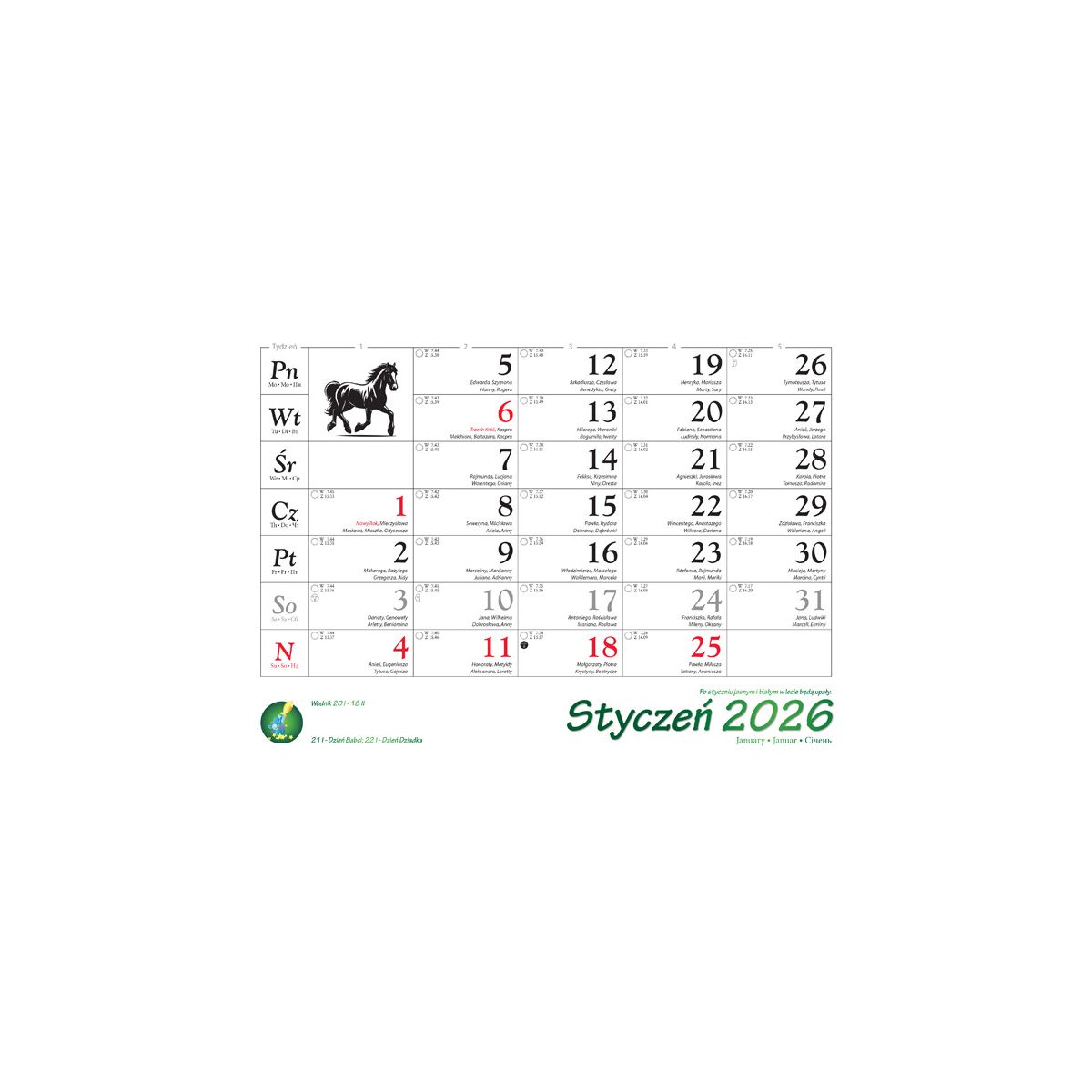 Kalendarz ścienny (401000) k:2915-377 konie w plenerze rodzinny 280mm x 200mm Lucrum (WL10)