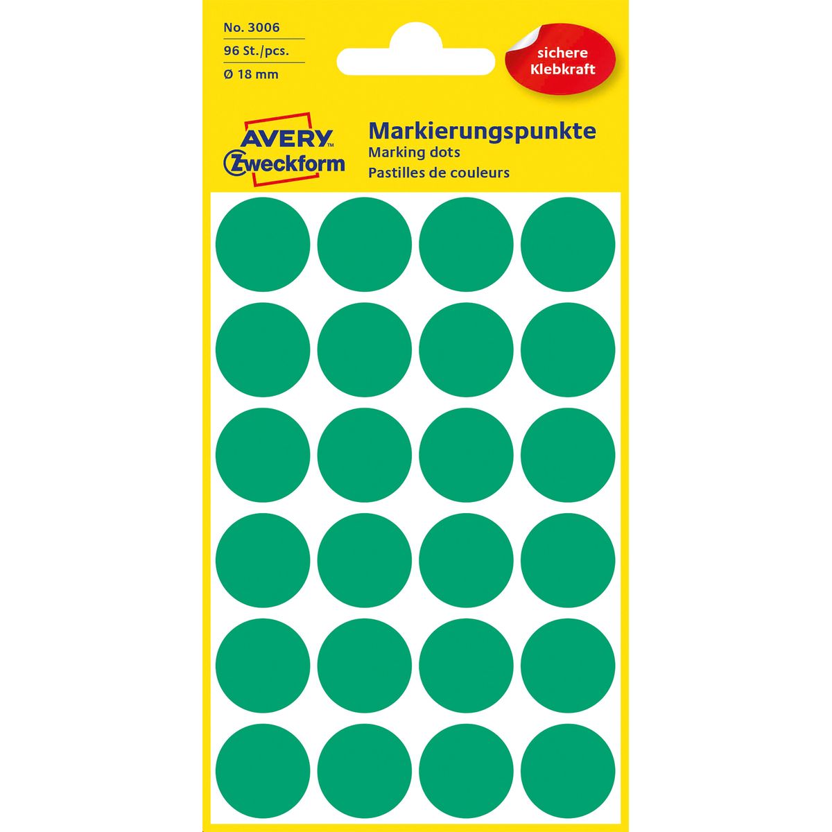 Etykieta do oznaczania kropki  18mm zielona [mm:] 18 Zweckform (3006)
