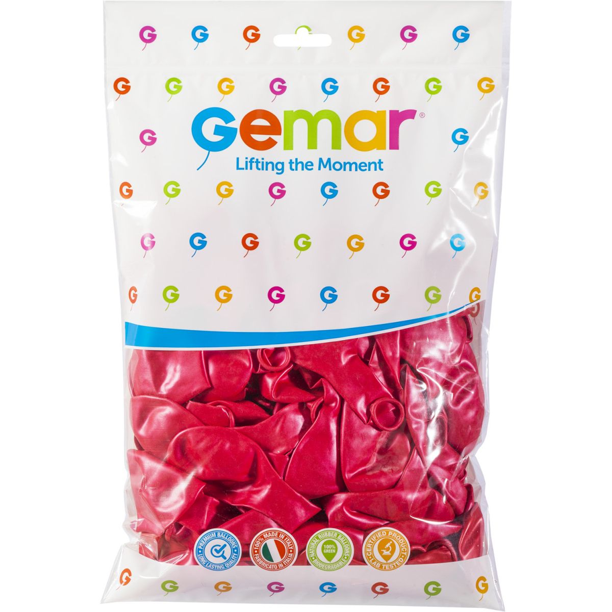 Balon gumowy metalizowany 100 szt czerwony 12cal (GM110/CZ/32)
