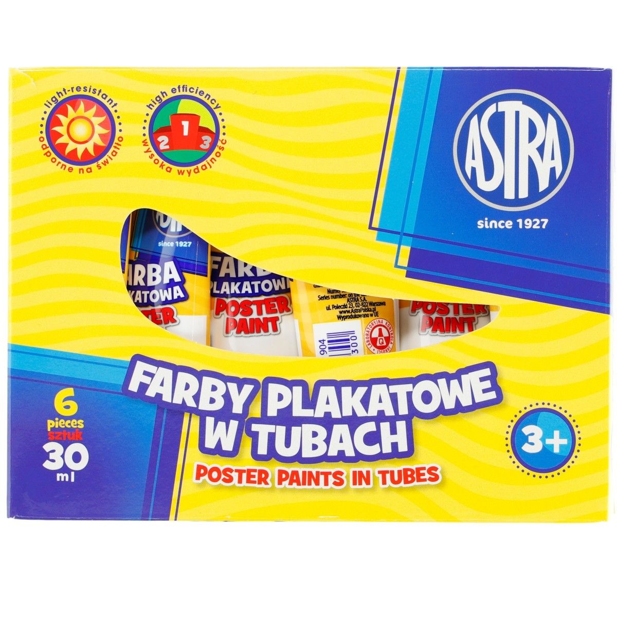 Farby plakatowe Astra w tubie kolor: biały 30ml 1 kolor. (83110904)