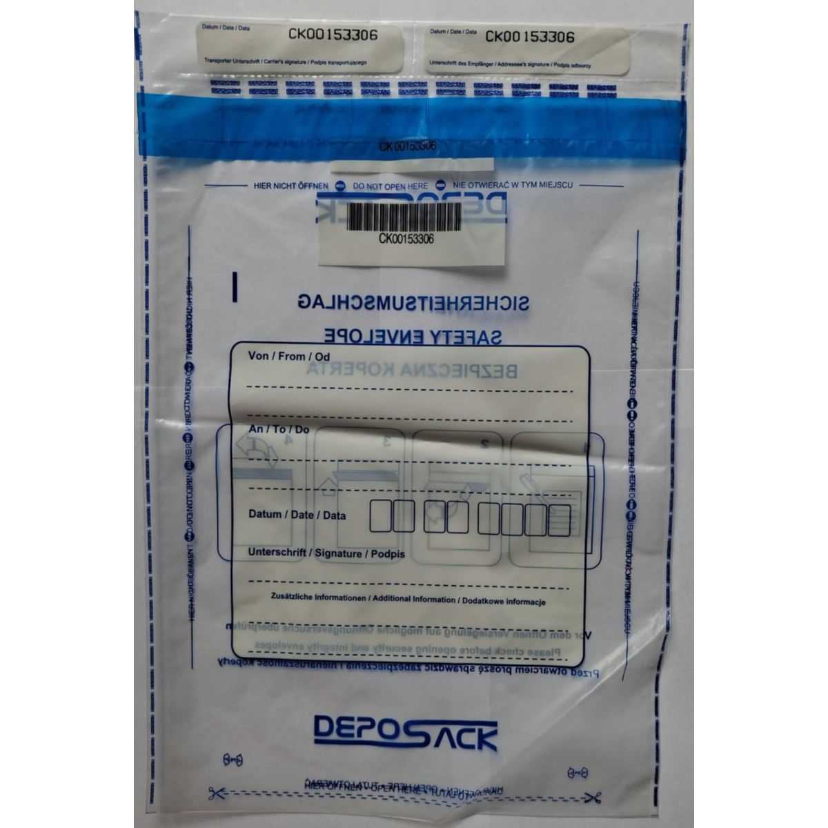 Koperta bezpieczna deposack B4 transparentna B4 [mm:] 255x360 A&G Koperty (2388) 500 sztuk