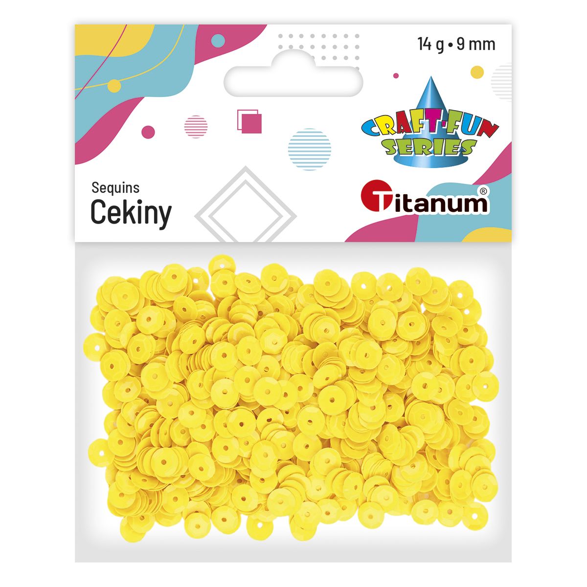 Cekiny Titanum Craft-Fun Series okrągłe żółte 14g (LO60)