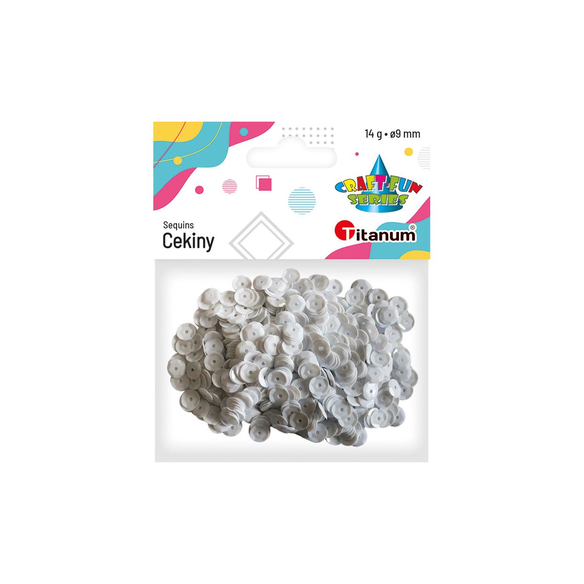 Cekiny Titanum Craft-Fun Series okrągłe 9mm białe 14g (360413)