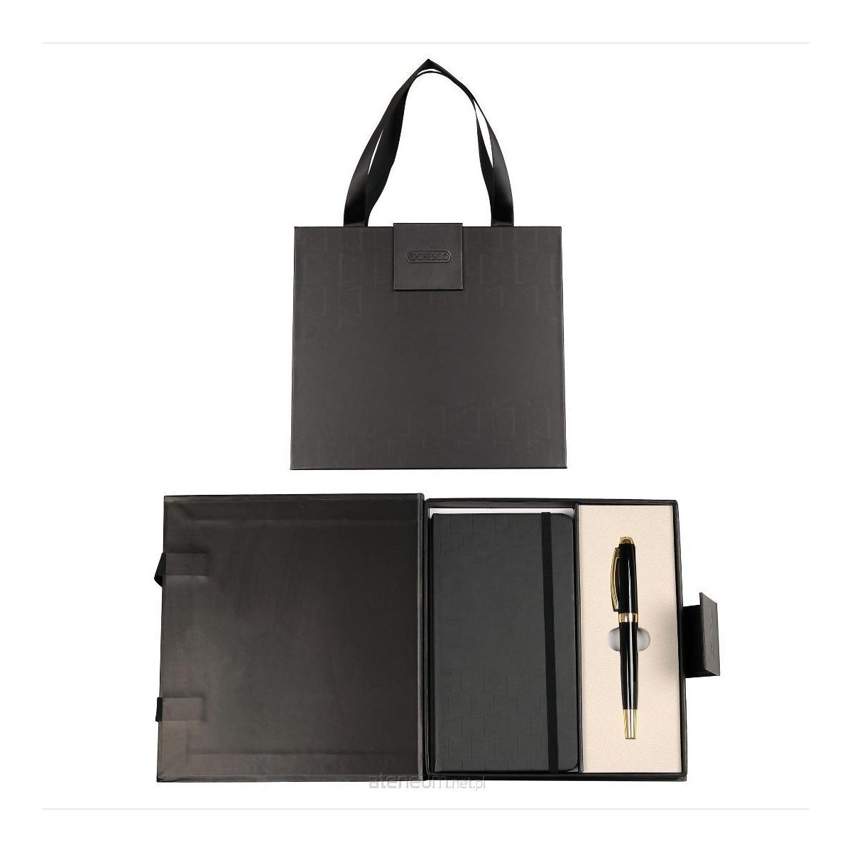 Zestaw piśmienniczy PREMIUM SYMPHONY CZARNY PIÓRO+NOTES +ETUI Cresco (850011 02)