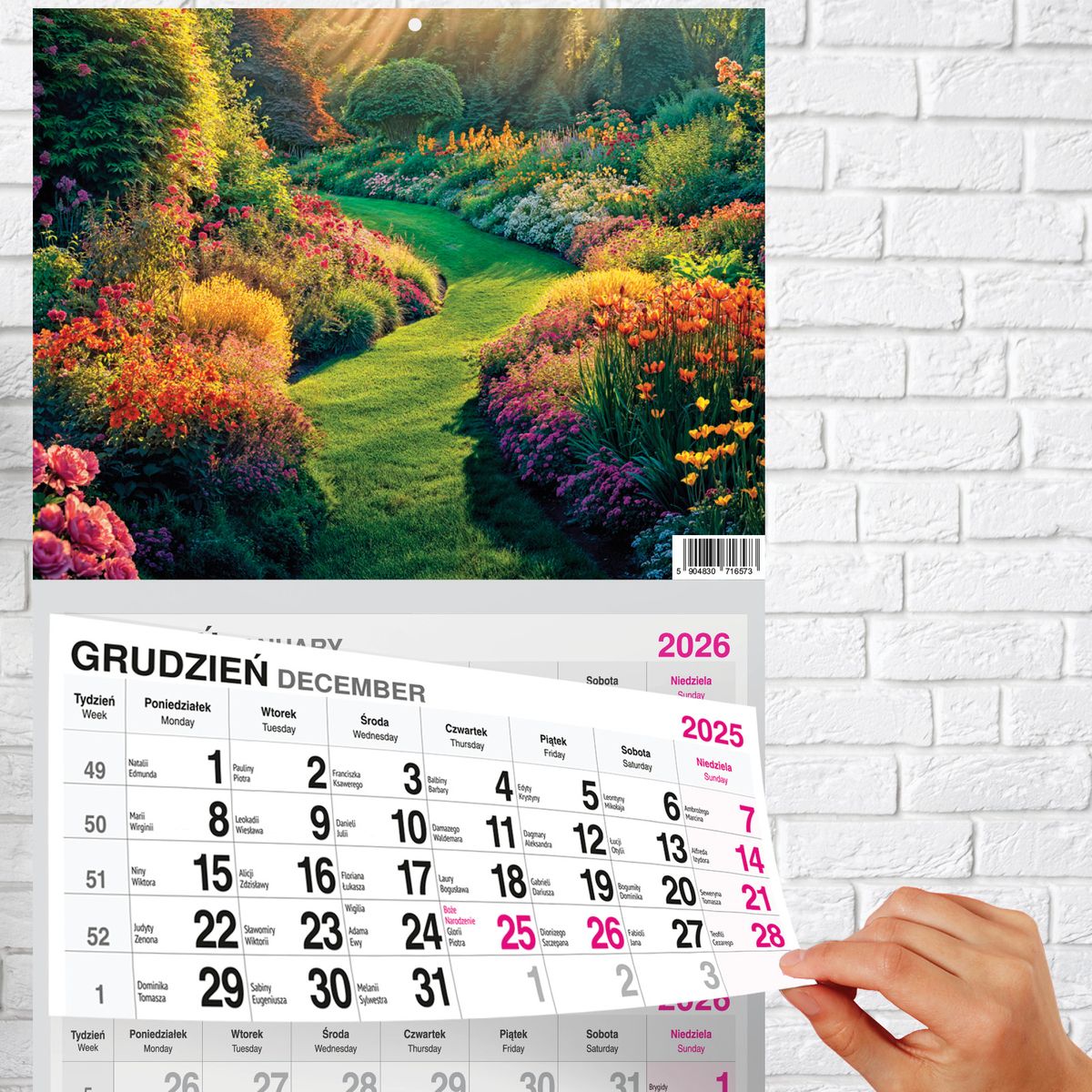 Kalendarz ścienny (401000) k:2915-377 PREMIUM trójdzielny A4 Press (OGRÓD)