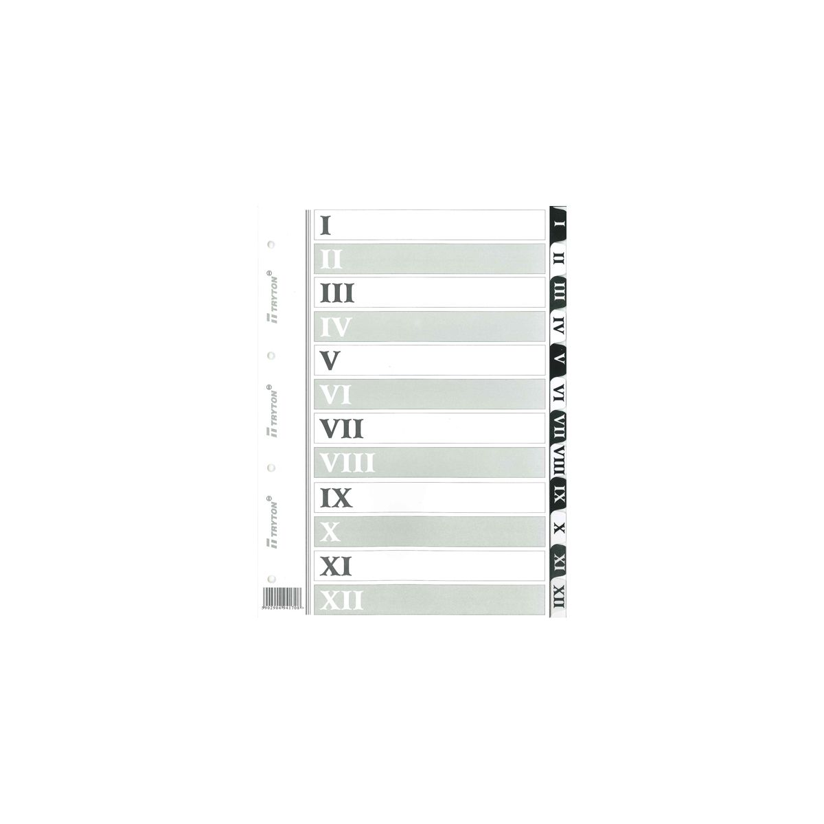 Przekładka numeryczna Tryton A4 biała 170g 12k I-XII (170)