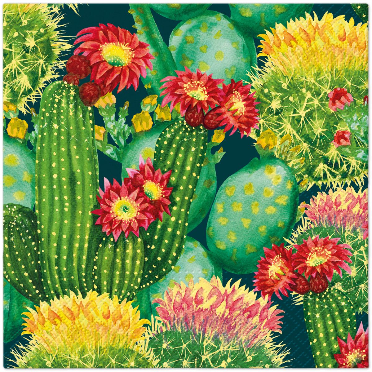 Serwetki Paw Lunch Vibrant Cacti mix nadruk bibuła [mm:] 330x330 (SDL147600)