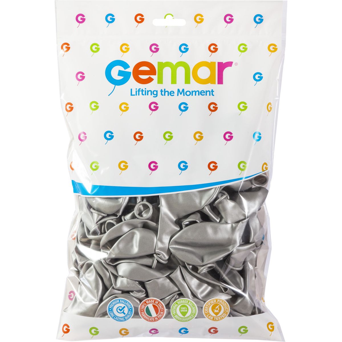 Balon gumowy metalizowany srebrna 300mm 12cal (GM110/sr/38)