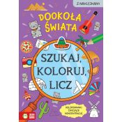 Książka dla dzieci Szukaj, koloruj i licz. Dookoła świata Aksjomat