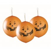 Balon gumowy PREMIUM DYNIE NA HALLOWEEN 3 szt pomarańczowy 450mm 18cal Godan (GB/PG17)