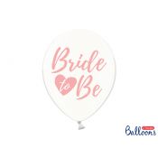 Balon gumowy Partydeco 30cm, Bride to be, Crystal Clear biały 300mm (SB14C-205-099P-6)