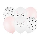 Balon gumowy Partydeco Kotek, mix 6 sztuk mix 300mm (B14P-306-000-6)