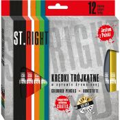 Kredki ołówkowe St.right trójkątne 12k + temperówka 12 kol. St.Majewski (5903235633294)