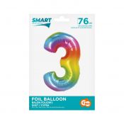 Balon foliowy Godan Smart cyfra 3 tęcza 76cm (CH-STC3)