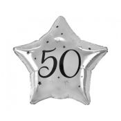 Balon foliowy 50 gwiazda srebrna, nadruk czarny 19cal Godan (FG-G50C)