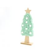 Ozdoba świąteczna choinka 29cm drewniana z materiałem One Dollar (364424)