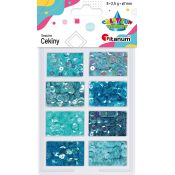 Cekiny Craft-Fun Series okrągłe zestaw 8 kolorów niebieskie Titanum (3G8P 160161)