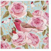 Serwetki English Roses Bird mix nadruk bibuła [mm:] 330x330 Paw (TL123800)