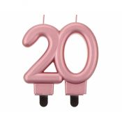 Świeczka urodzinowa nr 20 metalik różowo-złota 8cm Godan (PF-SCRZ20)