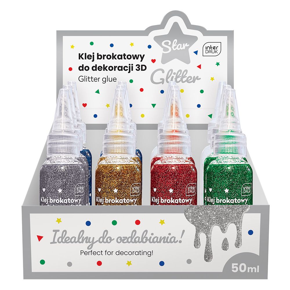 Klej artystyczny STAR brokatowy 3D 5902277337108 50ml Interdruk (50ml)