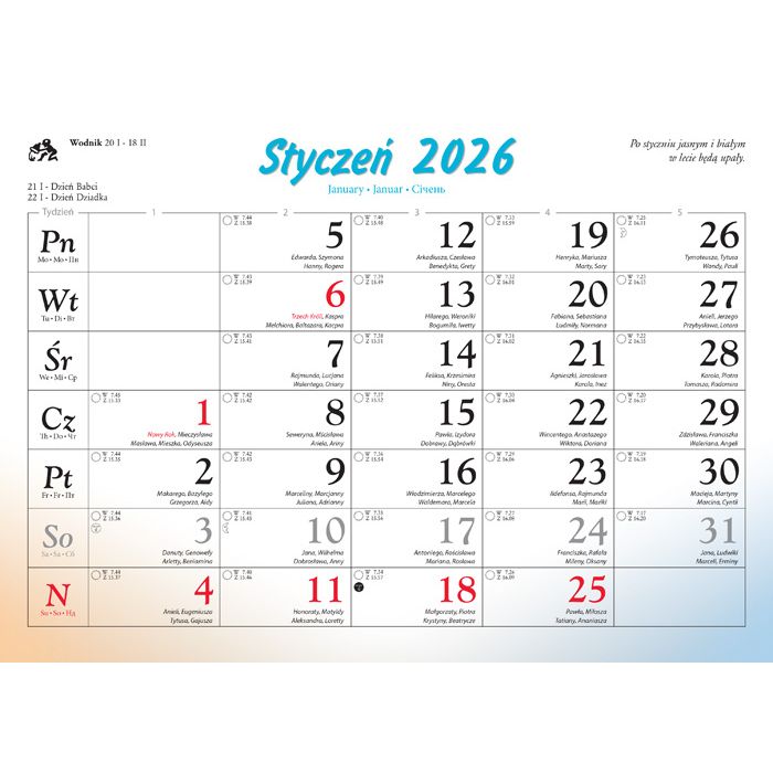 Kalendarz ścienny Kulinarny rodzinny 2026 280mm x 200mm Lucrum (WL01)