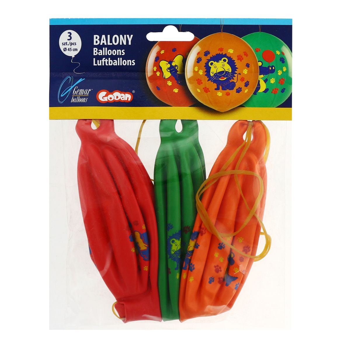 Balon gumowy PREMIUM ZWIERZĘTA 3 szt mix Godan (GB/PG21)