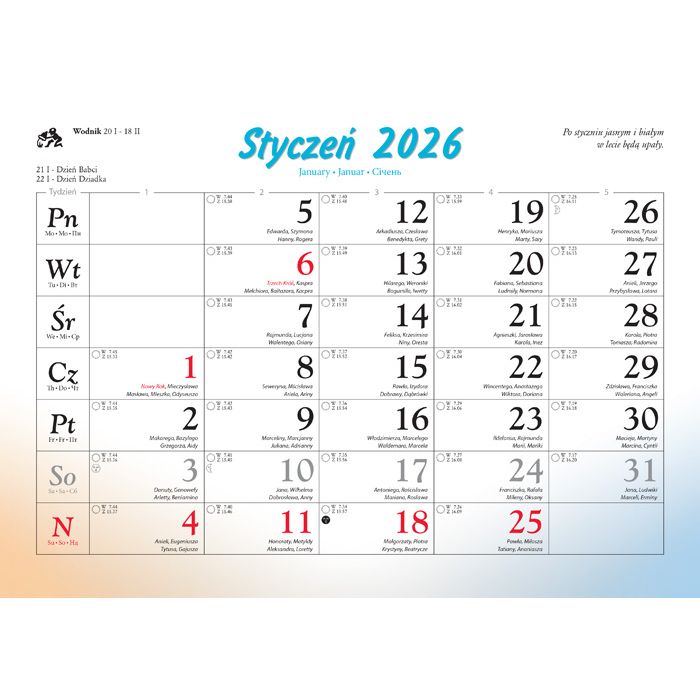Kalendarz ścienny Pejzaże Polski rodzinny 2023 280mm x 200mm Lucrum (WL03)