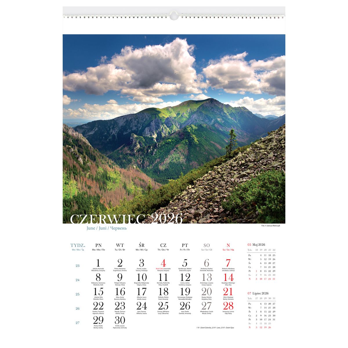 Kalendarz ścienny PEJZAŻE POLSKIE 13-planszowe 320mm x 470mm Lucrum (RW01)