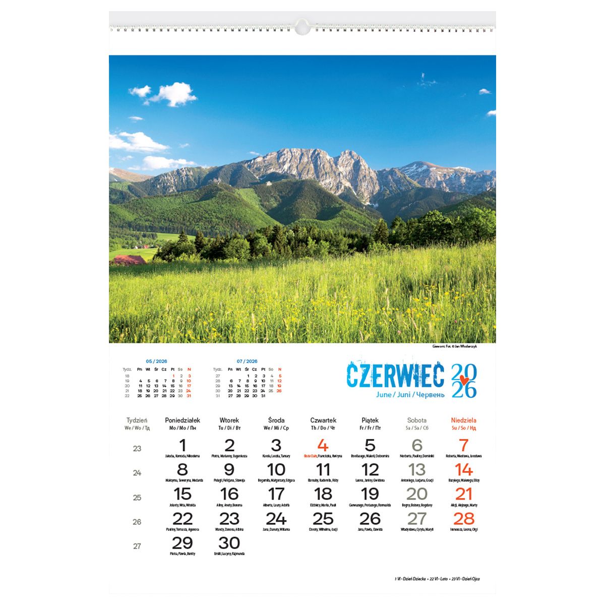 Kalendarz ścienny PEJZAŻE TATRZAŃSKIE 13-planszowe 2024 320mm x 470mm Lucrum (RW05)