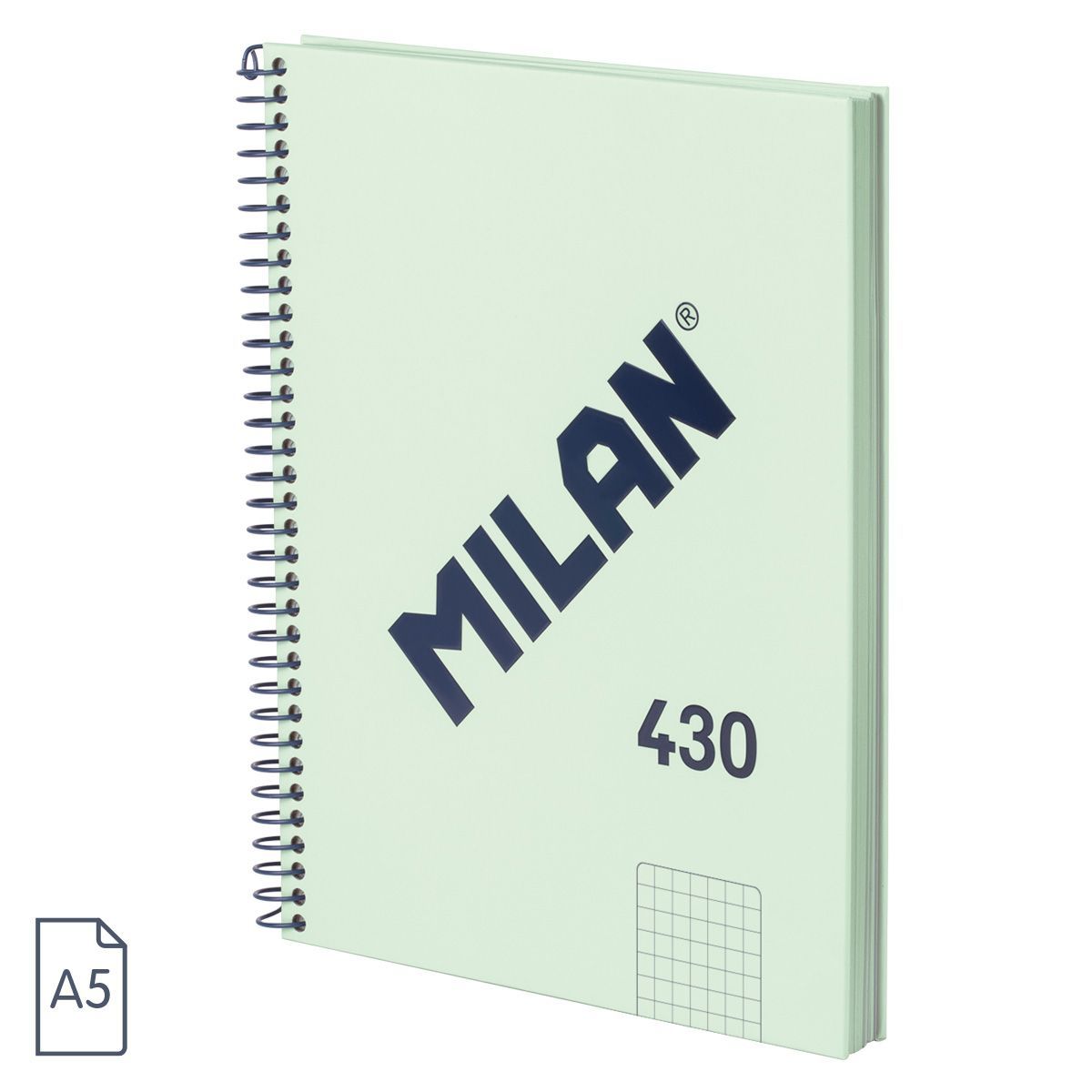 Kołozeszyt (kołonotatnik) zielony A5 80k. 95g kratka Milan (57153E80SNCGR)