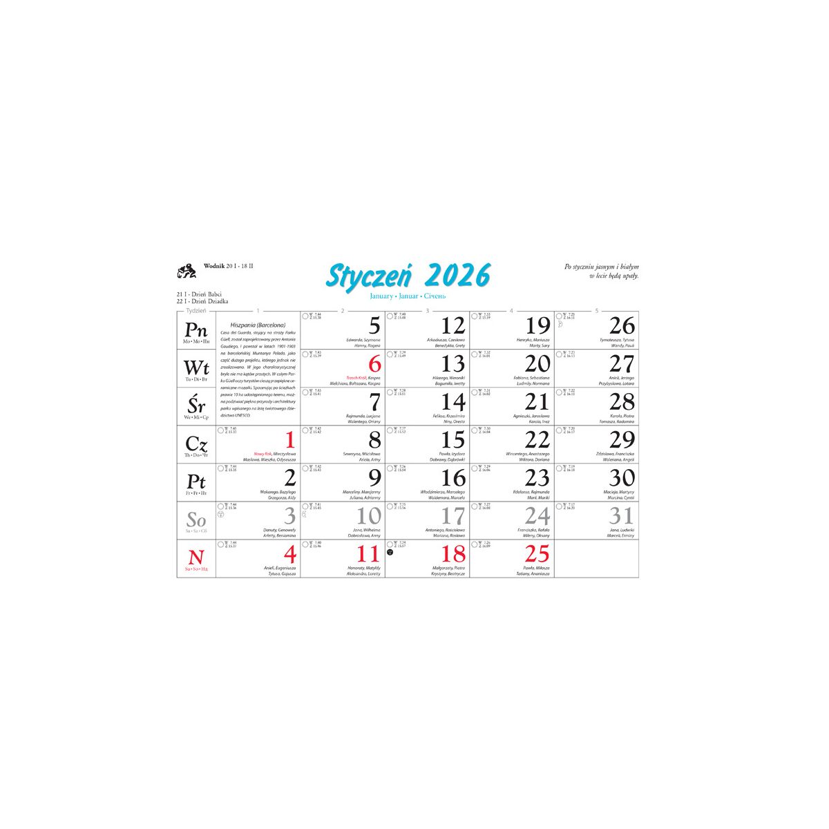 Kalendarz ścienny Piękne krajobrazy rodzinny 2026 280mm x 200mm Lucrum (WL04)