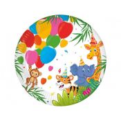 Talerz jednorazowy JUNGLE BALLOONS papier śr. 200mm 8 szt Godan (93780)